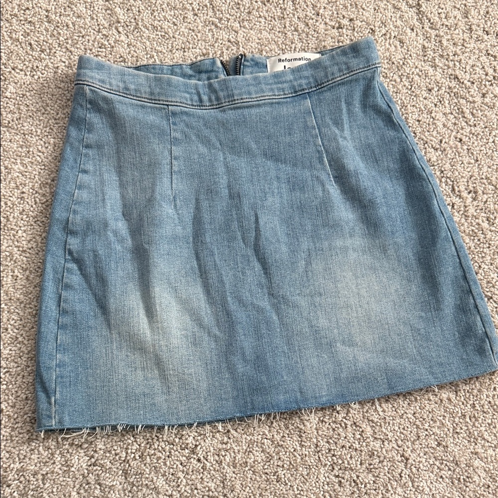 Reformation Light Blue Denim Mini Skirt